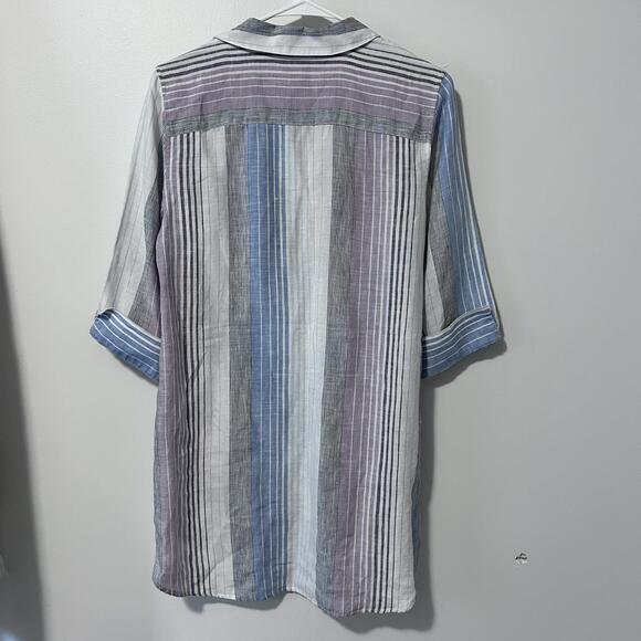 Chico's No-Iron Linen Striped Shirttail-Hem Tunic Women's size 4-6 - Picture 6 of 6